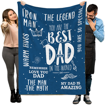 Iron Man - Best Dad Premium Mink Sherpa Blanket