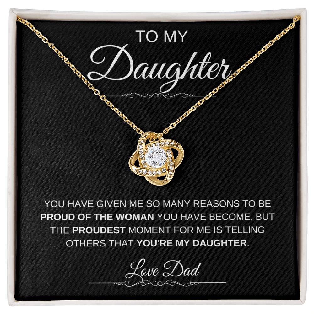 To My Daughter: Forever Connected Message Card & Love Knot Necklace Set