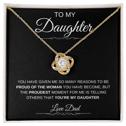 To My Daughter: Forever Connected Message Card & Love Knot Necklace Set