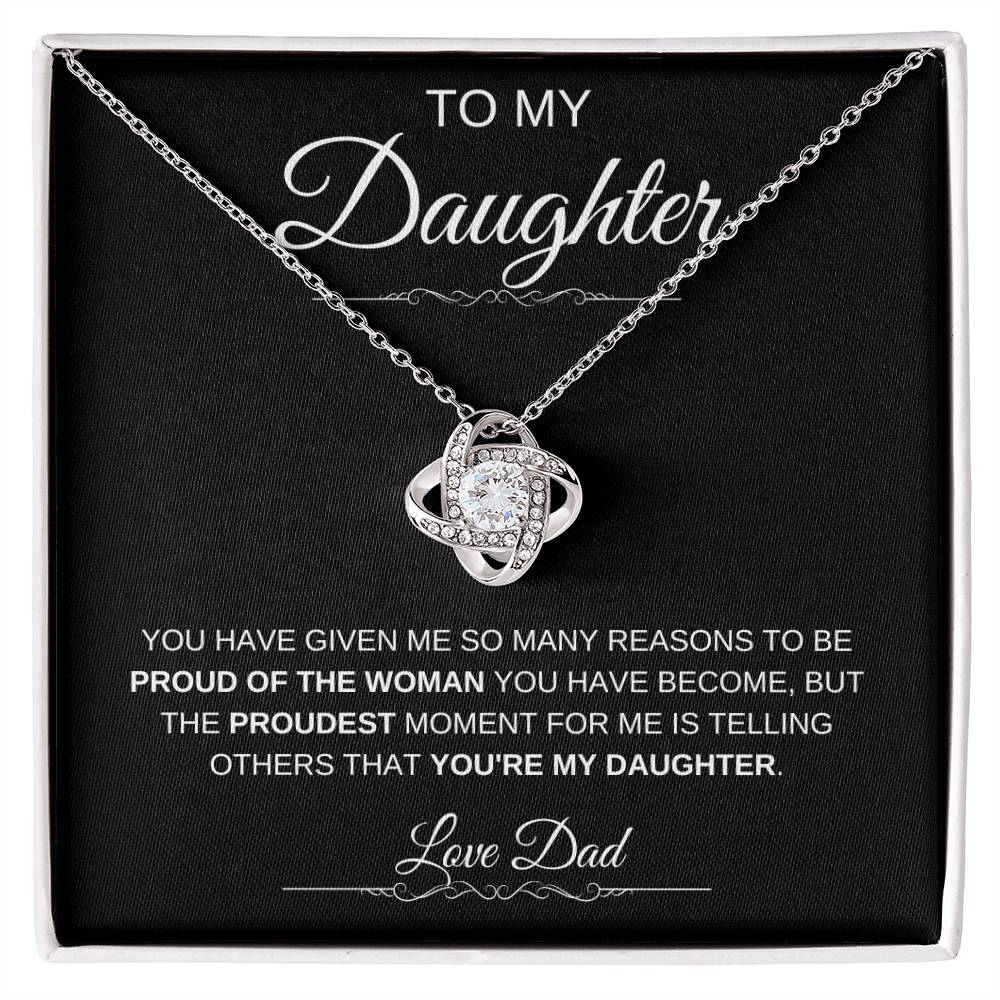 To My Daughter: Forever Connected Message Card & Love Knot Necklace Set
