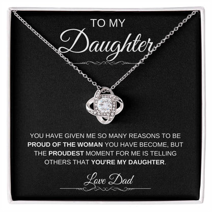 To My Daughter: Forever Connected Message Card & Love Knot Necklace Set