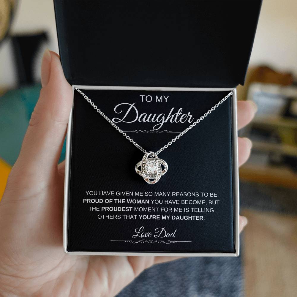 To My Daughter: Forever Connected Message Card & Love Knot Necklace Set