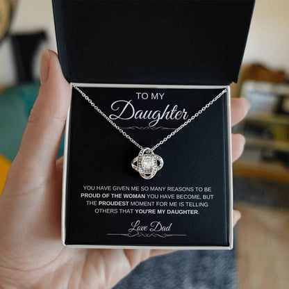 To My Daughter: Forever Connected Message Card & Love Knot Necklace Set