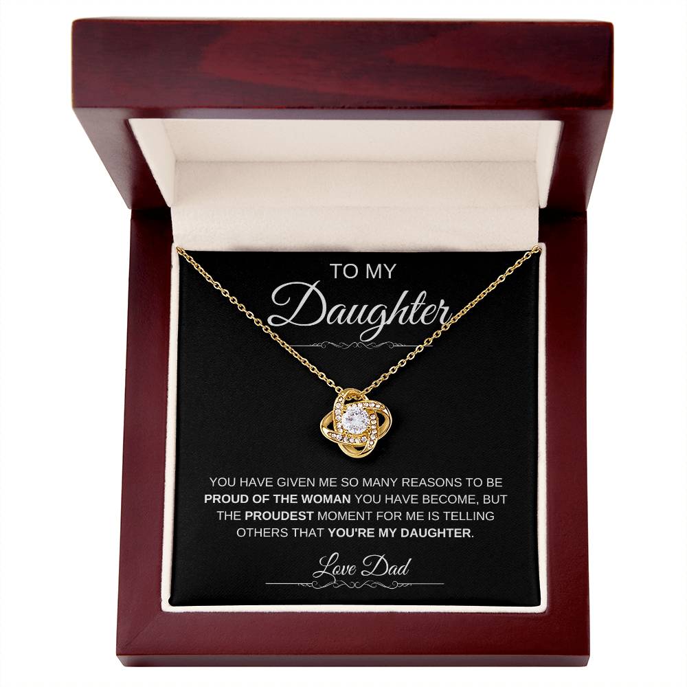 To My Daughter: Forever Connected Message Card & Love Knot Necklace Set