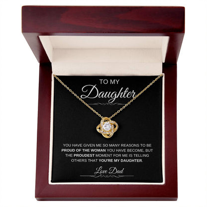 To My Daughter: Forever Connected Message Card & Love Knot Necklace Set