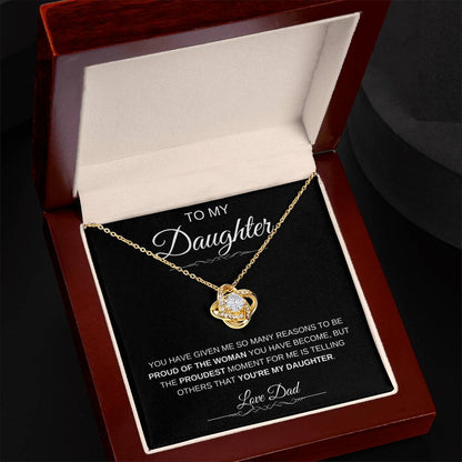 To My Daughter: Forever Connected Message Card & Love Knot Necklace Set