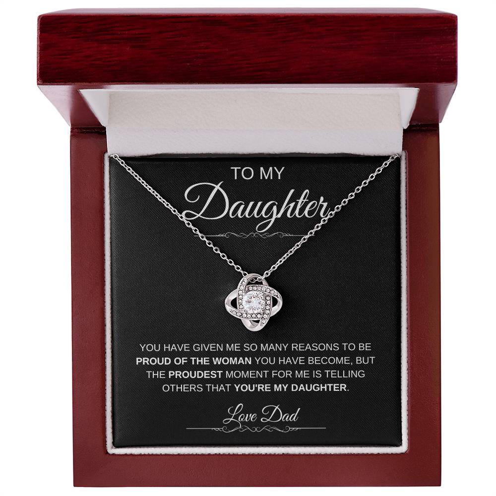 To My Daughter: Forever Connected Message Card & Love Knot Necklace Set