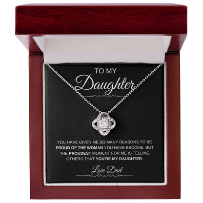 To My Daughter: Forever Connected Message Card & Love Knot Necklace Set