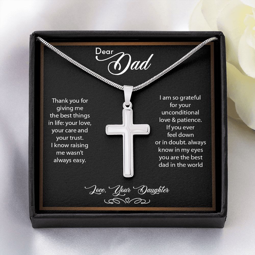 To My Dad | Thank You - Stainless Steel Cross Necklace