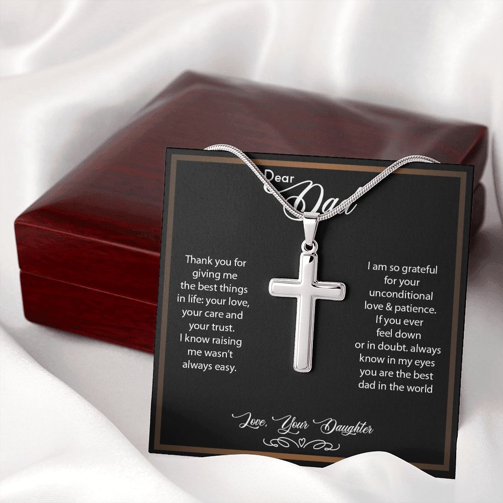 To My Dad | Thank You - Stainless Steel Cross Necklace