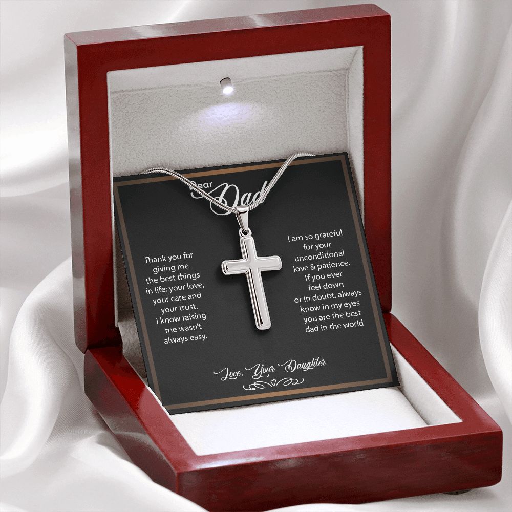 To My Dad | Thank You - Stainless Steel Cross Necklace