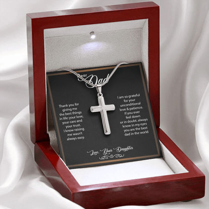 To My Dad | Thank You - Stainless Steel Cross Necklace