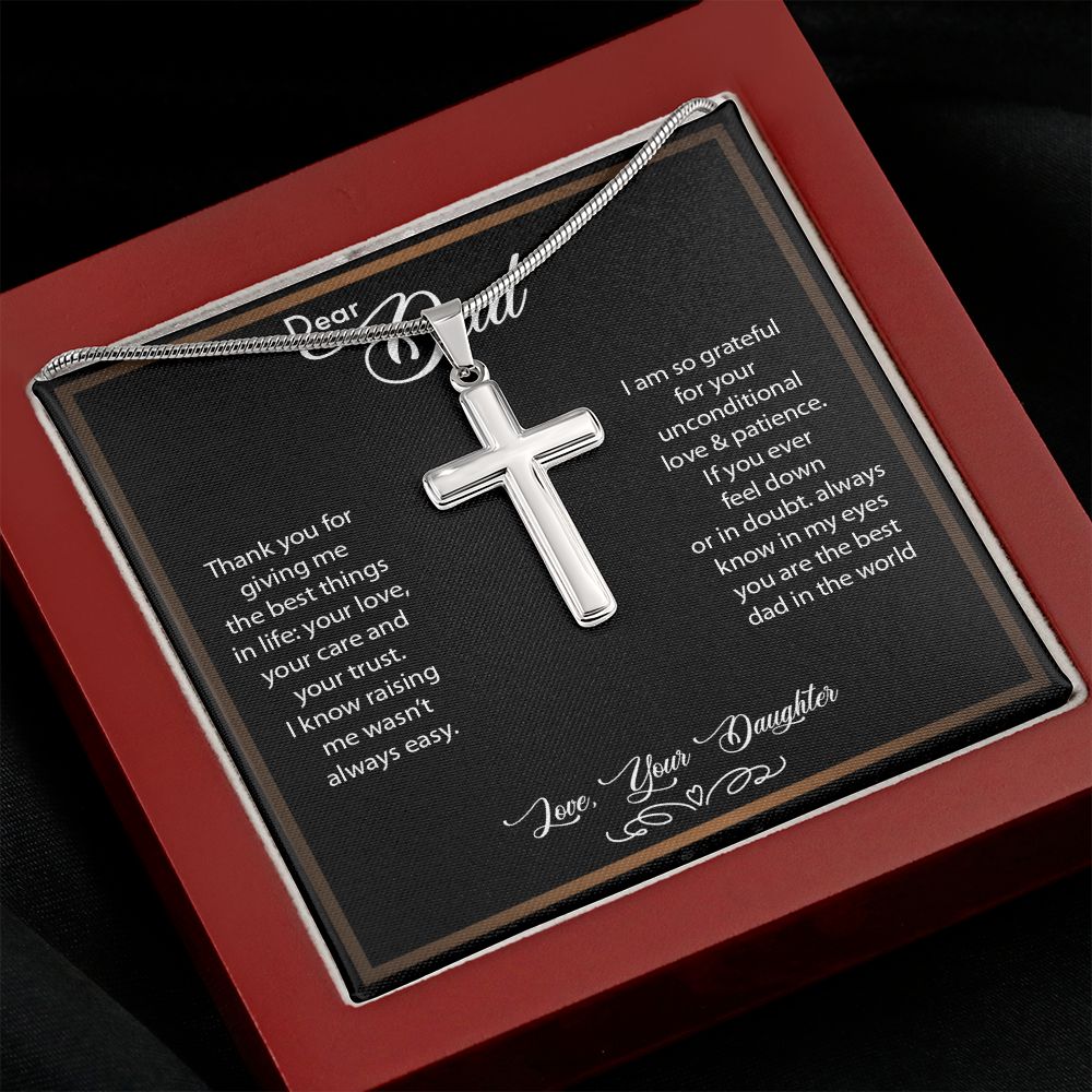 To My Dad | Thank You - Stainless Steel Cross Necklace