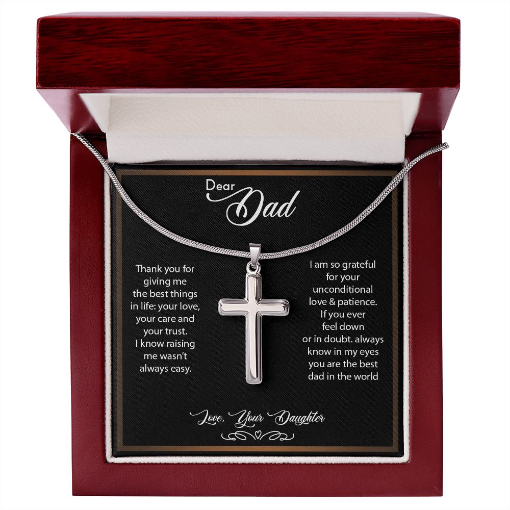 To My Dad | Thank You - Stainless Steel Cross Necklace