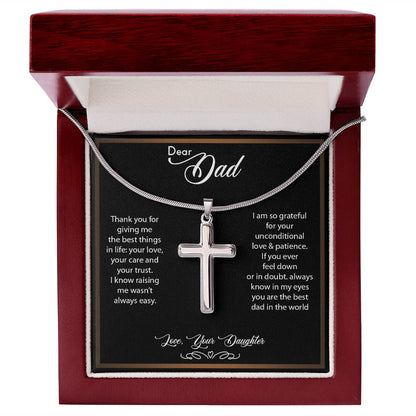 To My Dad | Thank You - Stainless Steel Cross Necklace